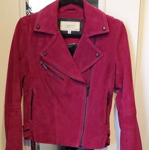 Genuine leather suede biker jacket